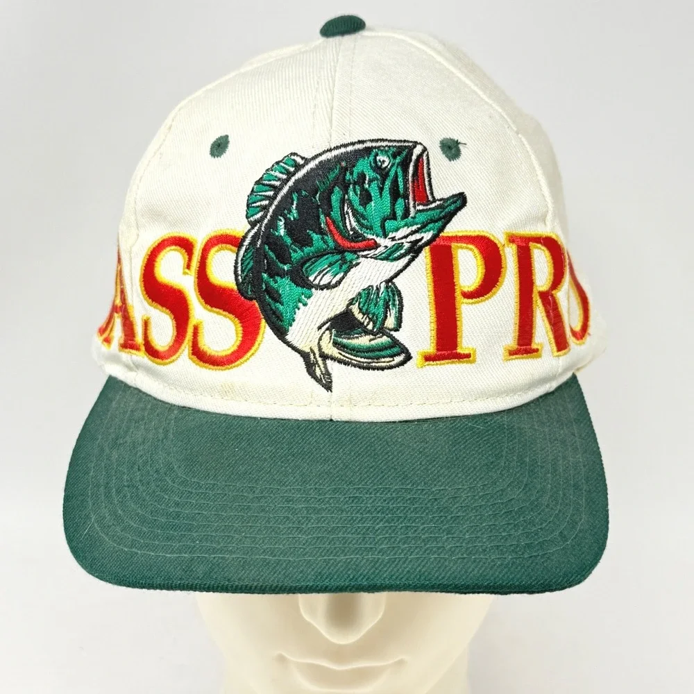 Vintage 90s Bass Pro Giant Logo Embroidered Snapback Hat Youngan Wool Button